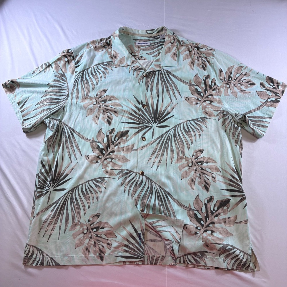 Tommy Bahama IslandZone Mens XXXL Silk Blend Tropical Palm Camp Shirt